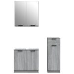 Ensemble d'armoires de salle de bain 3 pcs sonoma gris – Image 3