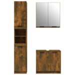 Ensemble d'armoires de salle de bain 3 pcs chêne fumé – Image 3