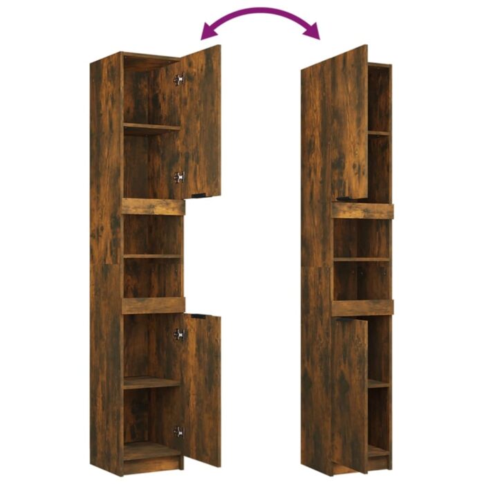 Ensemble d'armoires de salle de bain 3 pcs chêne fumé – Image 4