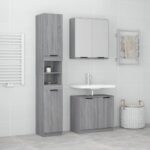 Ensemble d'armoires de salle de bain 3 pcs sonoma gris