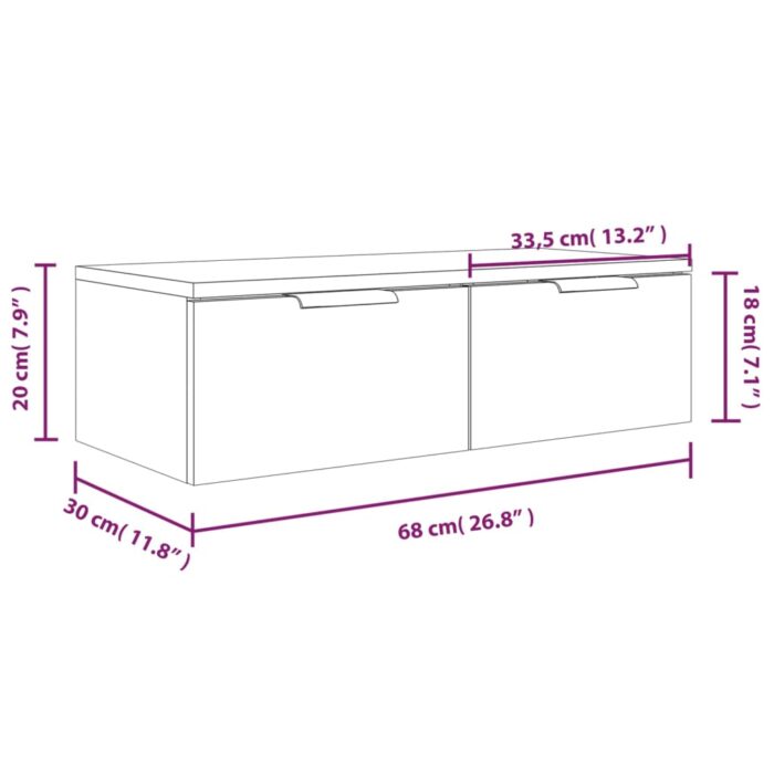Armoires murales 2 pcs blanc 68x30x20 cm Bois d'ingénierie – Image 9