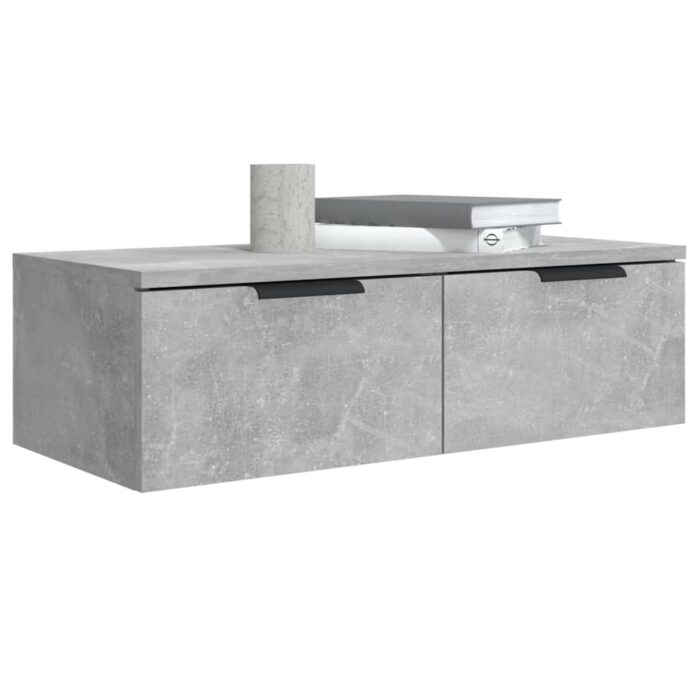Armoires murales 2 pcs Gris béton 68x30x20 cm Bois d'ingénierie – Image 2