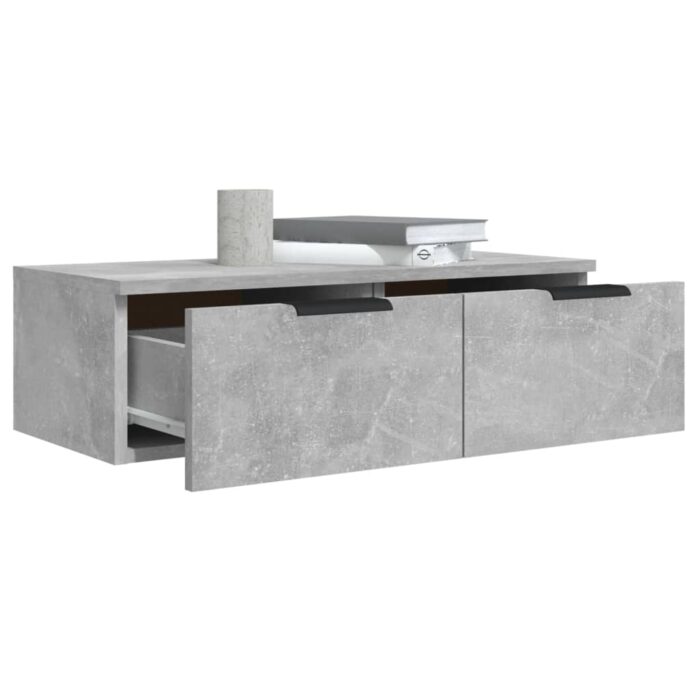 Armoires murales 2 pcs Gris béton 68x30x20 cm Bois d'ingénierie – Image 3