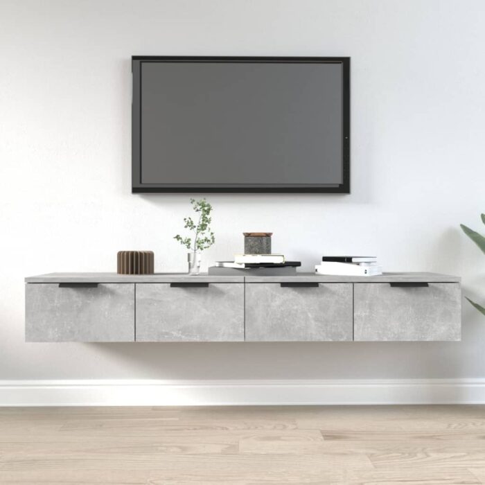 Armoires murales 2 pcs Gris béton 68x30x20 cm Bois d'ingénierie – Image 1