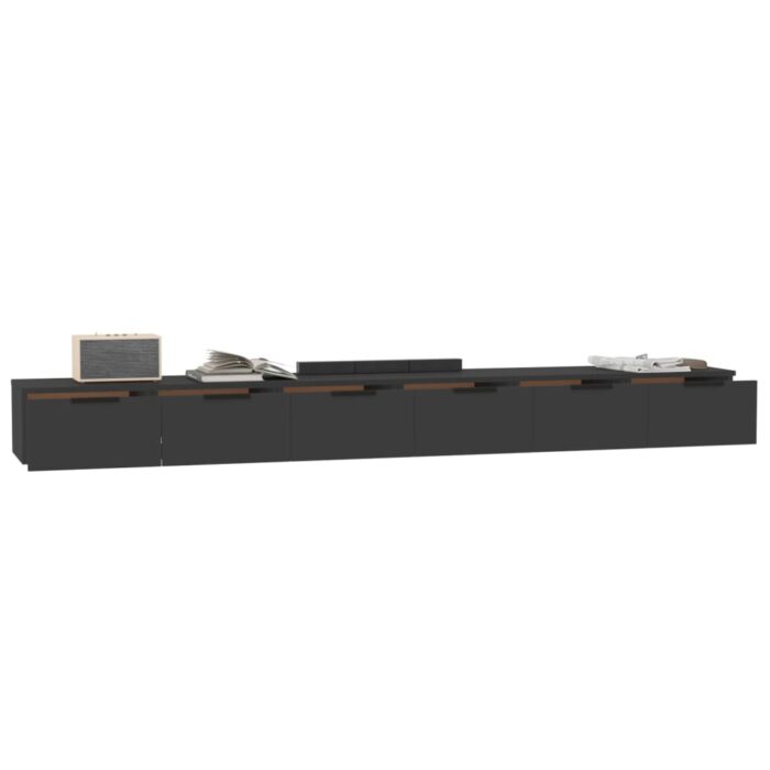 Armoires murales 2 pcs noir 102x30x20 cm bois d'ingénierie – Image 2