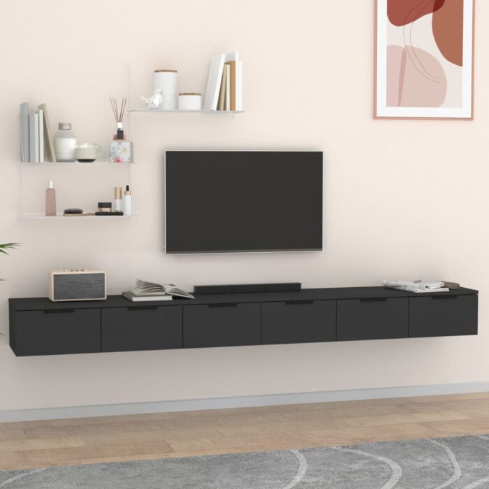 Armoires murales 2 pcs noir 102x30x20 cm bois d'ingénierie – Image 1