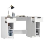 Bureau avec armoire latérale Blanc Bois d'ingénierie – Image 3