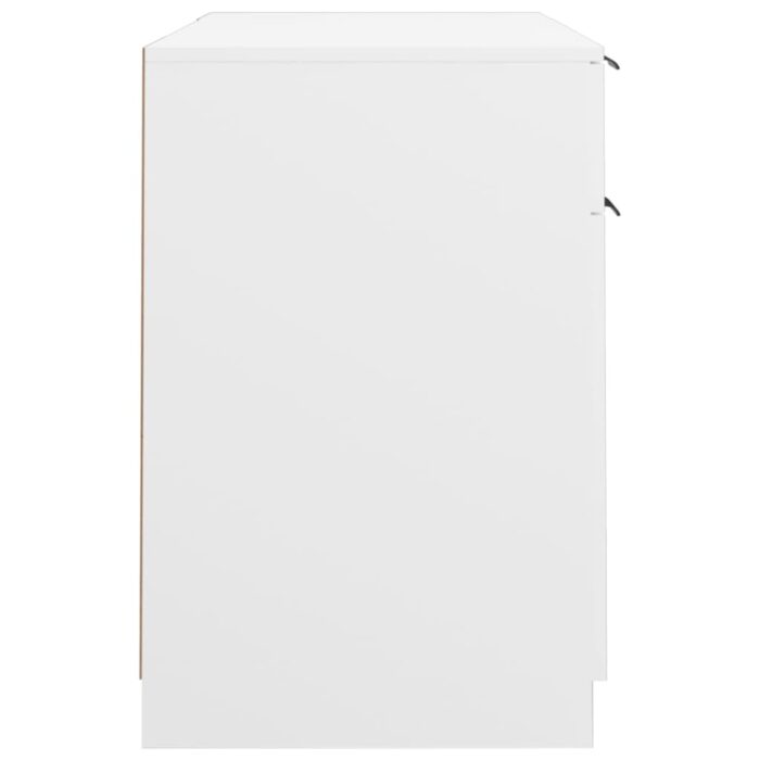 Bureau avec armoire latérale Blanc Bois d'ingénierie – Image 6