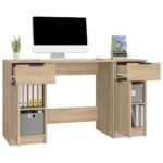 Bureau avec armoire latérale Chêne sonoma Bois d'ingénierie – Image 3