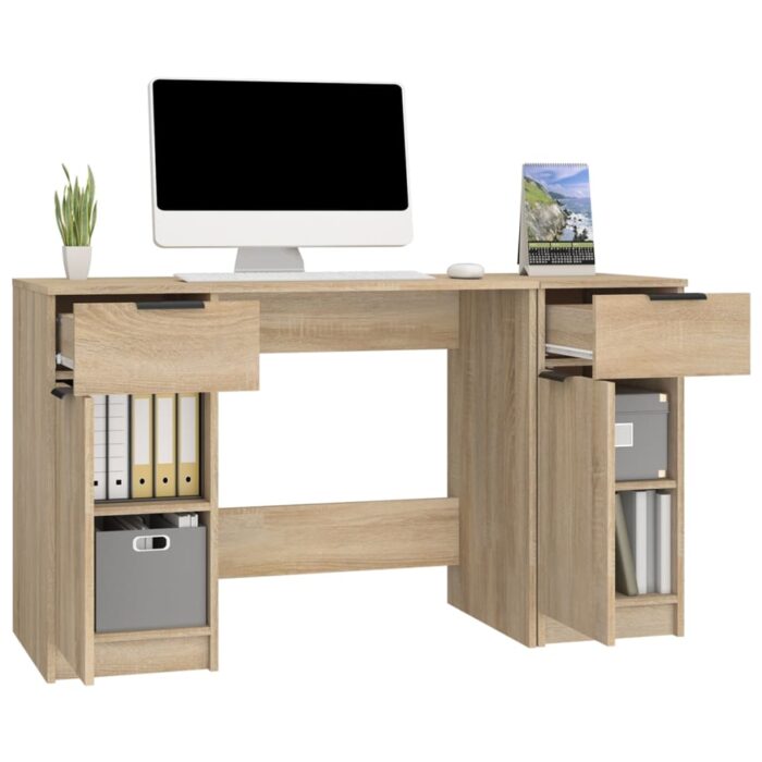Bureau avec armoire latérale Chêne sonoma Bois d'ingénierie – Image 3