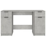 Bureau avec armoire latérale Gris béton Bois d'ingénierie – Image 4