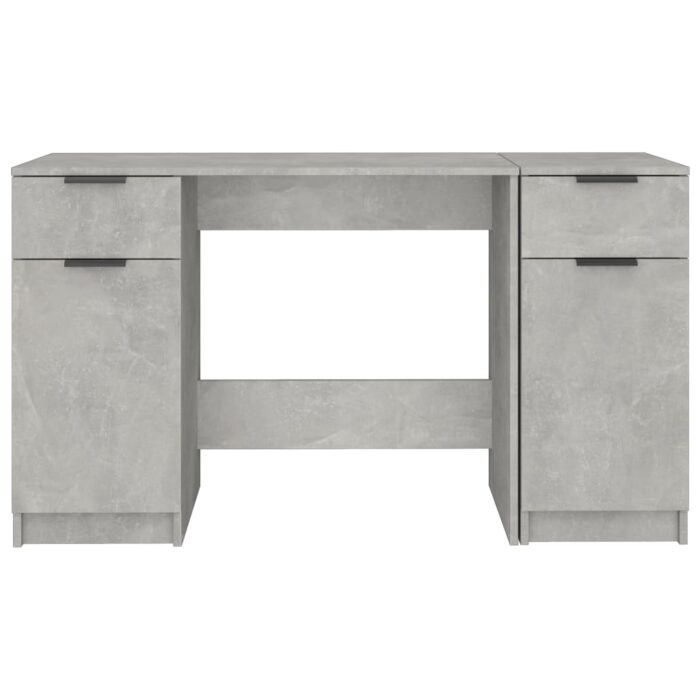 Bureau avec armoire latérale Gris béton Bois d'ingénierie – Image 4