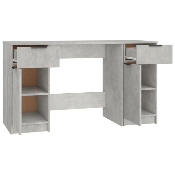 Bureau avec armoire latérale Gris béton Bois d'ingénierie – Image 5