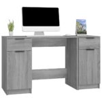 Bureau avec armoire latérale Sonoma gris Bois d'ingénierie – Image 2