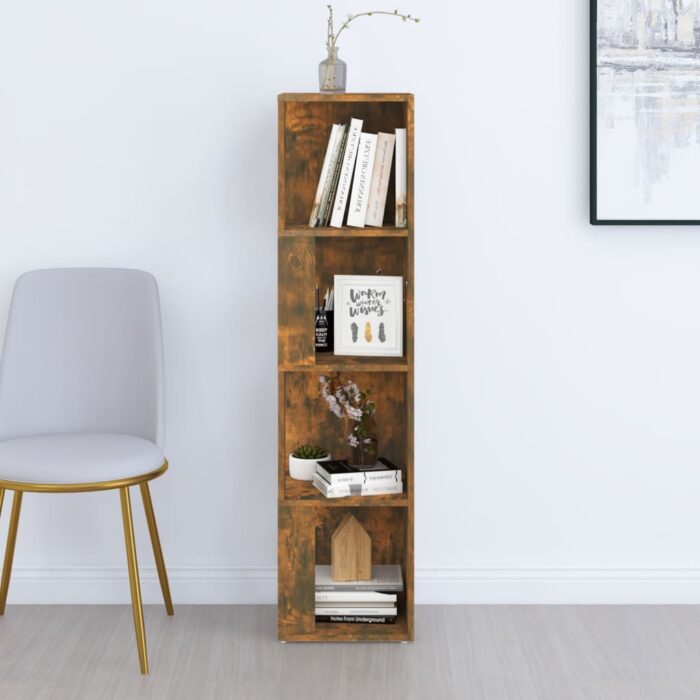 Armoire d'angle Chêne fumé 33x33x132 cm Bois d'ingénierie – Image 3