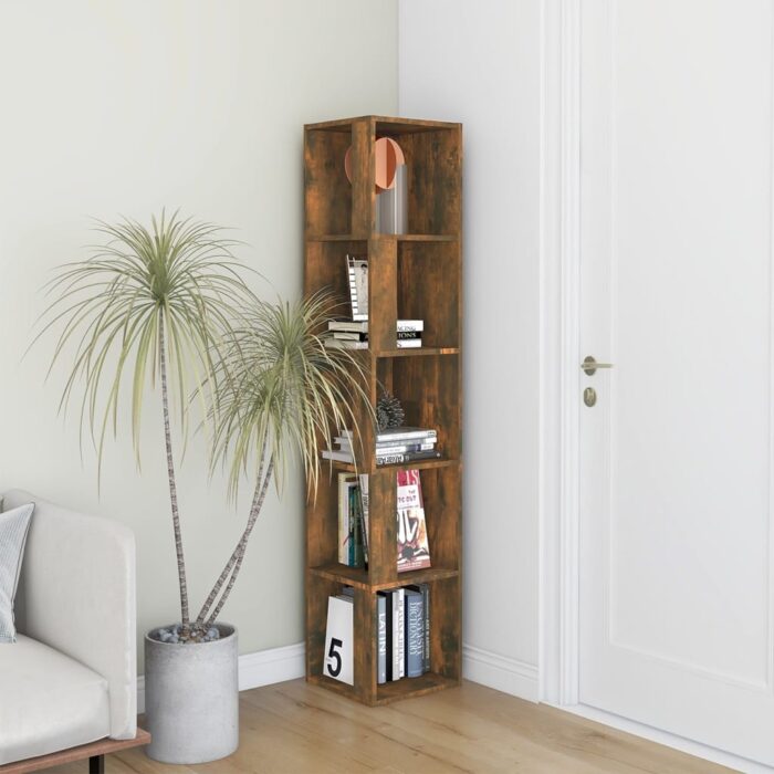 Armoire d'angle Chêne fumé 33x33x164,5 cm Bois d'ingénierie – Image 3