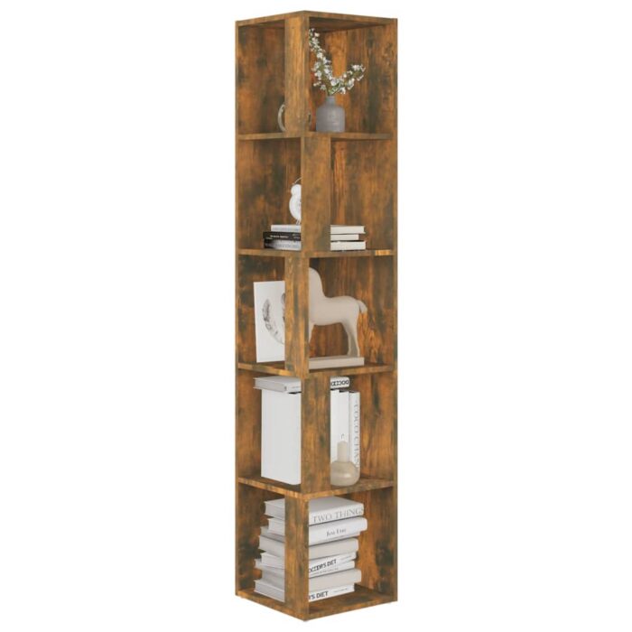 Armoire d'angle Chêne fumé 33x33x164,5 cm Bois d'ingénierie – Image 4
