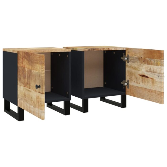 Tables de chevet 2 pcs 40x33x46 cm Bois de manguier solide – Image 5