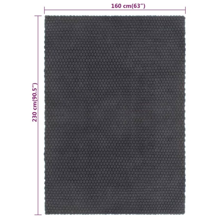 Tapis rectangulaire Anthracite 160x230 cm Coton – Image 5