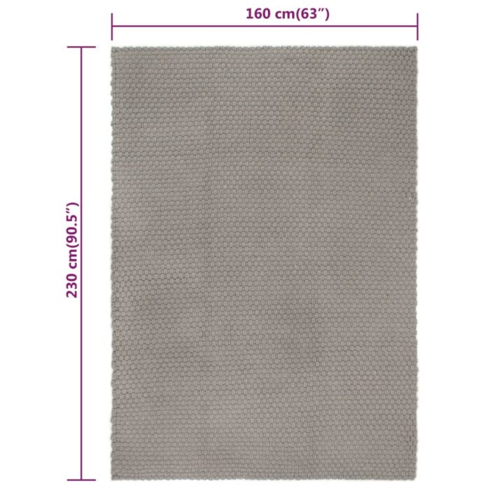 Tapis rectangulaire Gris 160x230 cm Coton – Image 5