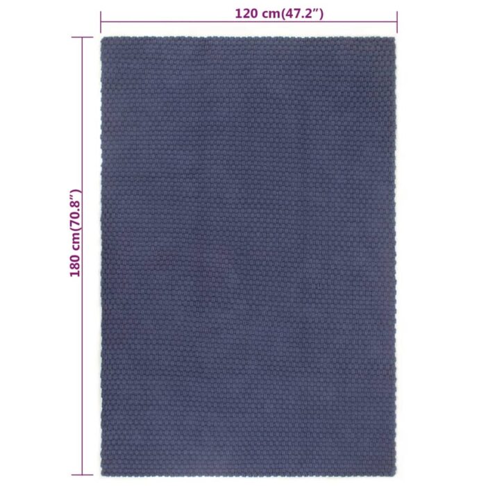 Tapis rectangulaire Bleu marine 120x180 cm Coton – Image 5