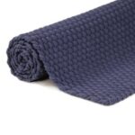 Tapis rectangulaire Bleu marine 180x250 cm Coton – Image 3