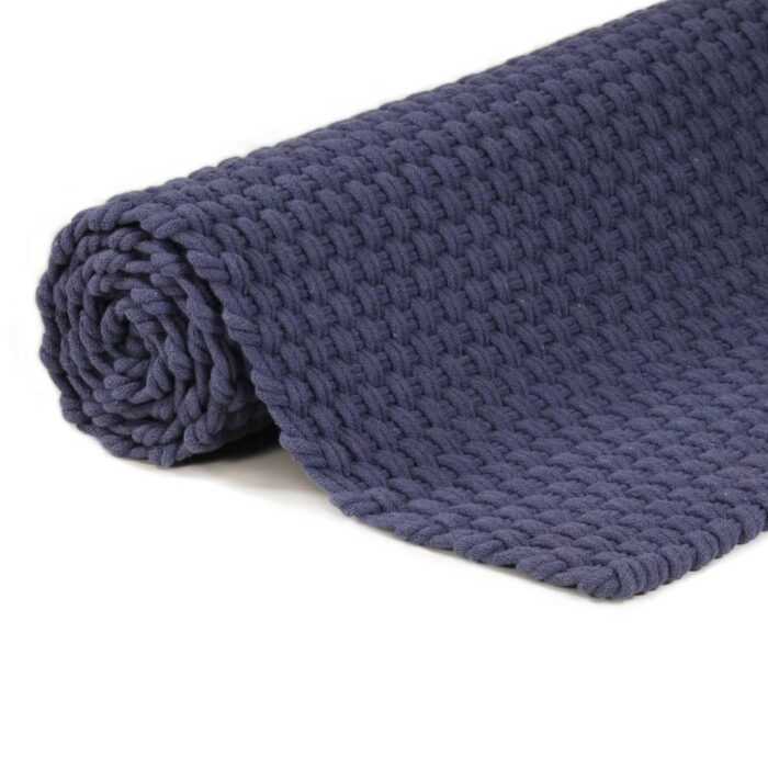Tapis rectangulaire Bleu marine 180x250 cm Coton – Image 3