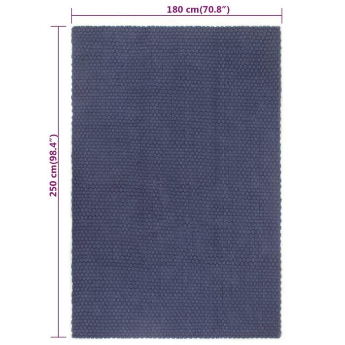 Tapis rectangulaire Bleu marine 180x250 cm Coton – Image 5