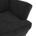 Fauteuil à oreilles avec tabouret noir velours – Image 5
