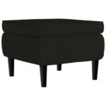Fauteuil à oreilles avec tabouret noir velours – Image 6