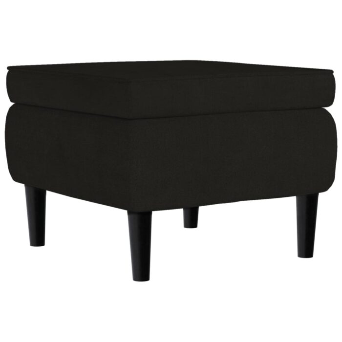Fauteuil à oreilles avec tabouret noir velours – Image 6