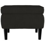 Fauteuil à oreilles avec tabouret noir velours – Image 7