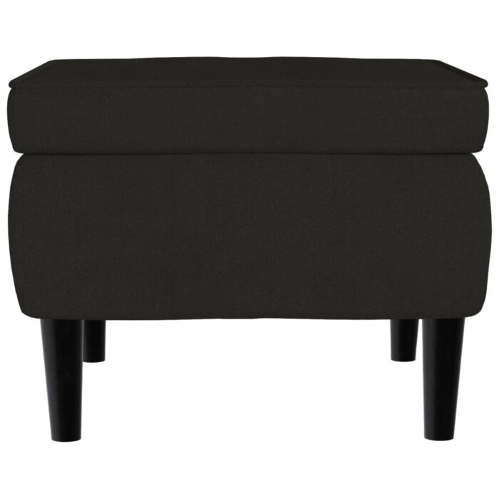 Fauteuil à oreilles avec tabouret noir velours – Image 7