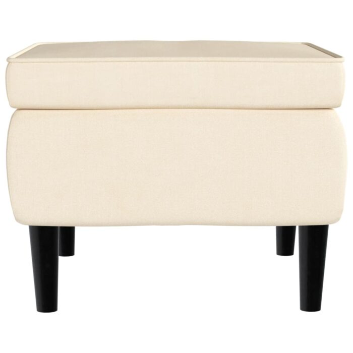 Fauteuil à oreilles avec tabouret crème velours – Image 7