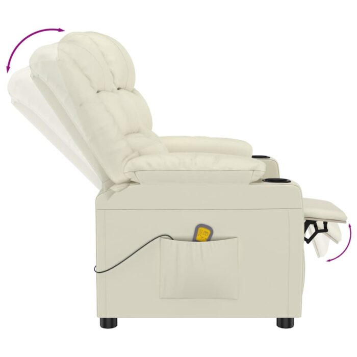 Fauteuil de massage Crème Similicuir – Image 4