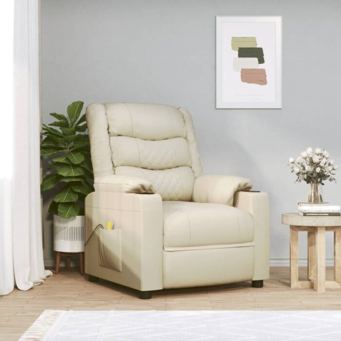 Fauteuil de massage Crème Similicuir – Image 1