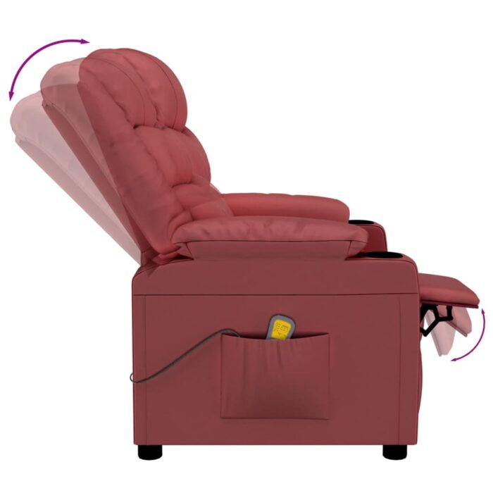 Fauteuil de massage Rouge bordeaux Similicuir – Image 4