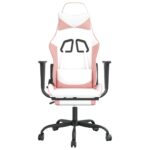 Chaise de jeu de massage avec repose-pied Blanc rose Similicuir – Image 2