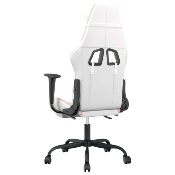 Chaise de jeu de massage avec repose-pied Blanc rose Similicuir – Image 4