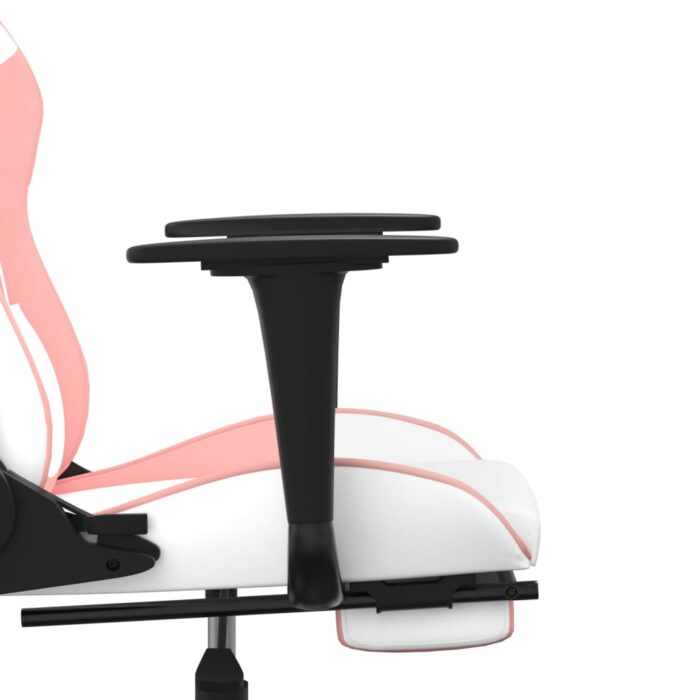 Chaise de jeu de massage avec repose-pied Blanc rose Similicuir – Image 7