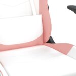 Chaise de jeu de massage avec repose-pied Blanc rose Similicuir – Image 8