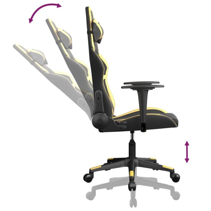 Chaise de jeu de massage Noir et doré Similicuir – Image 3