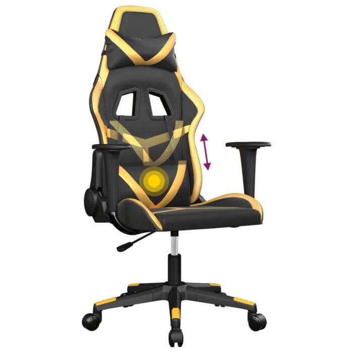 Chaise de jeu de massage Noir et doré Similicuir – Image 4