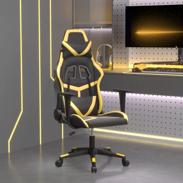 Chaise de jeu de massage Noir et doré Similicuir – Image 1