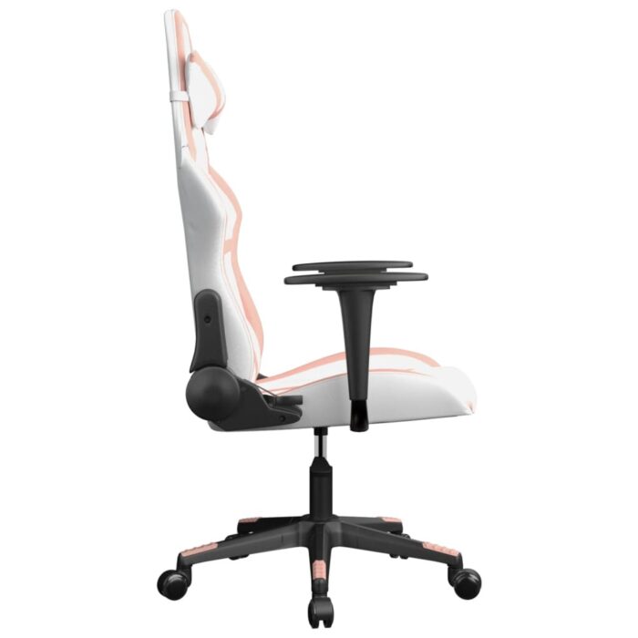 Chaise de jeu de massage Blanc et rose Similicuir – Image 2