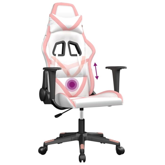 Chaise de jeu de massage Blanc et rose Similicuir – Image 4