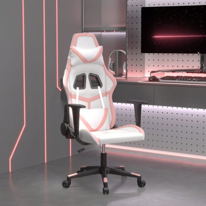 VXL8720287143727_m_en_hd_1.jpg Chaise de jeu de massage Blanc et rose Similicuir – Image 1