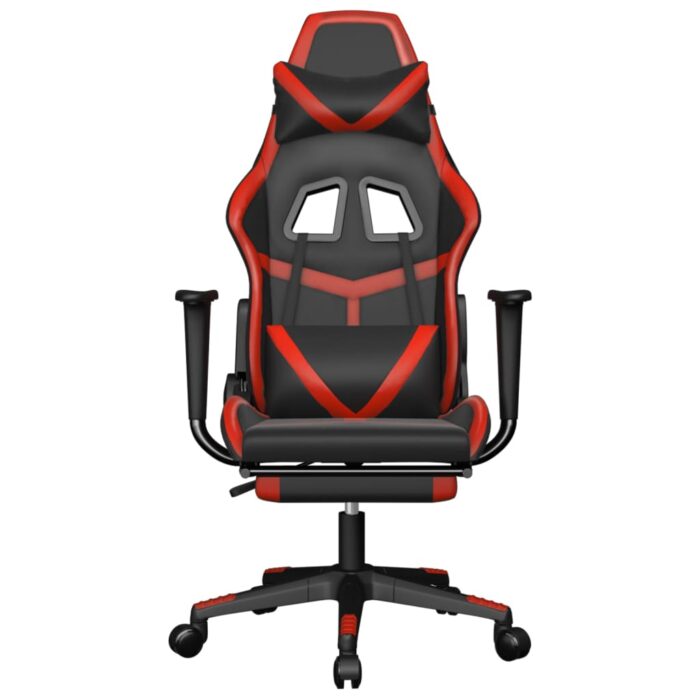 Chaise de jeu de massage avec repose-pied Noir&Rouge Similicuir – Image 2