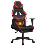 Chaise de jeu de massage avec repose-pied Noir&Rouge Similicuir – Image 6
