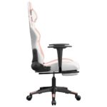 Chaise de jeu de massage avec repose-pied Blanc&Rose Similicuir – Image 3